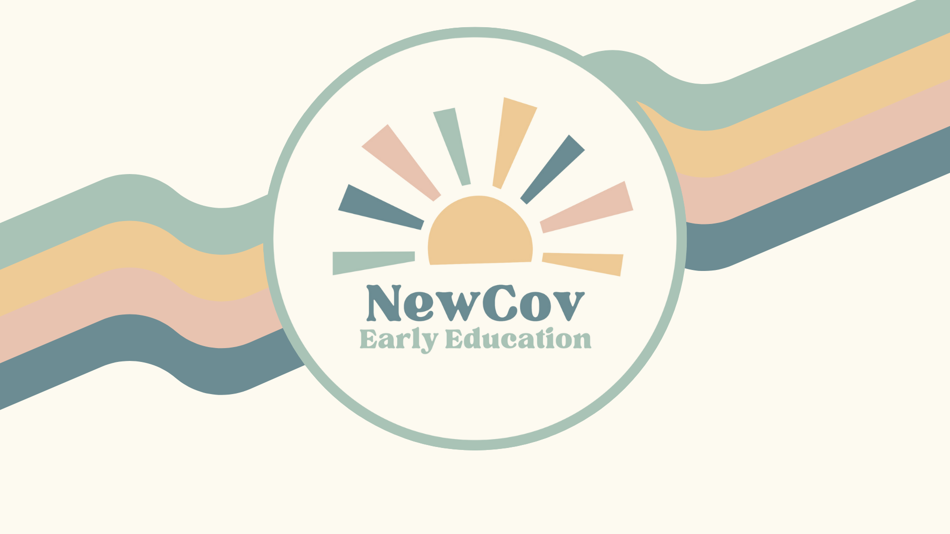 NewCov Early Education logo featuring a pastel sunburst design